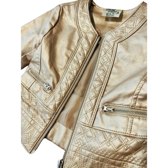 Genuine Kids By Oshkosh sized 18m gold faux leather jacket fits sizes 18m to 3T - Picture 8 of 8